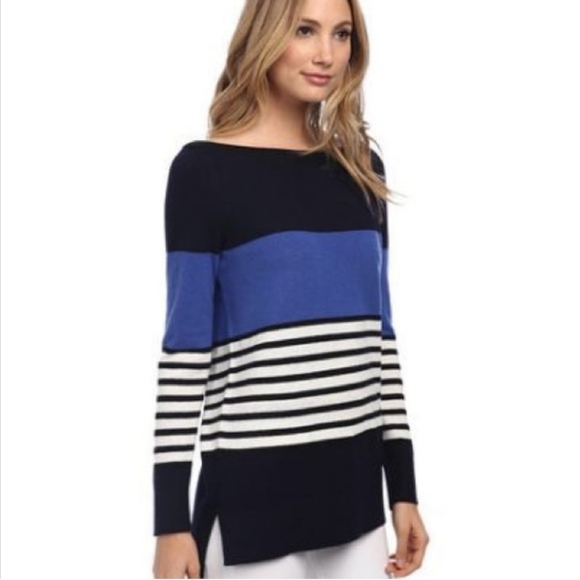 Kate Spade Amari Blue Striped Wool & Cashmere Sweater - Picture 1 of 6